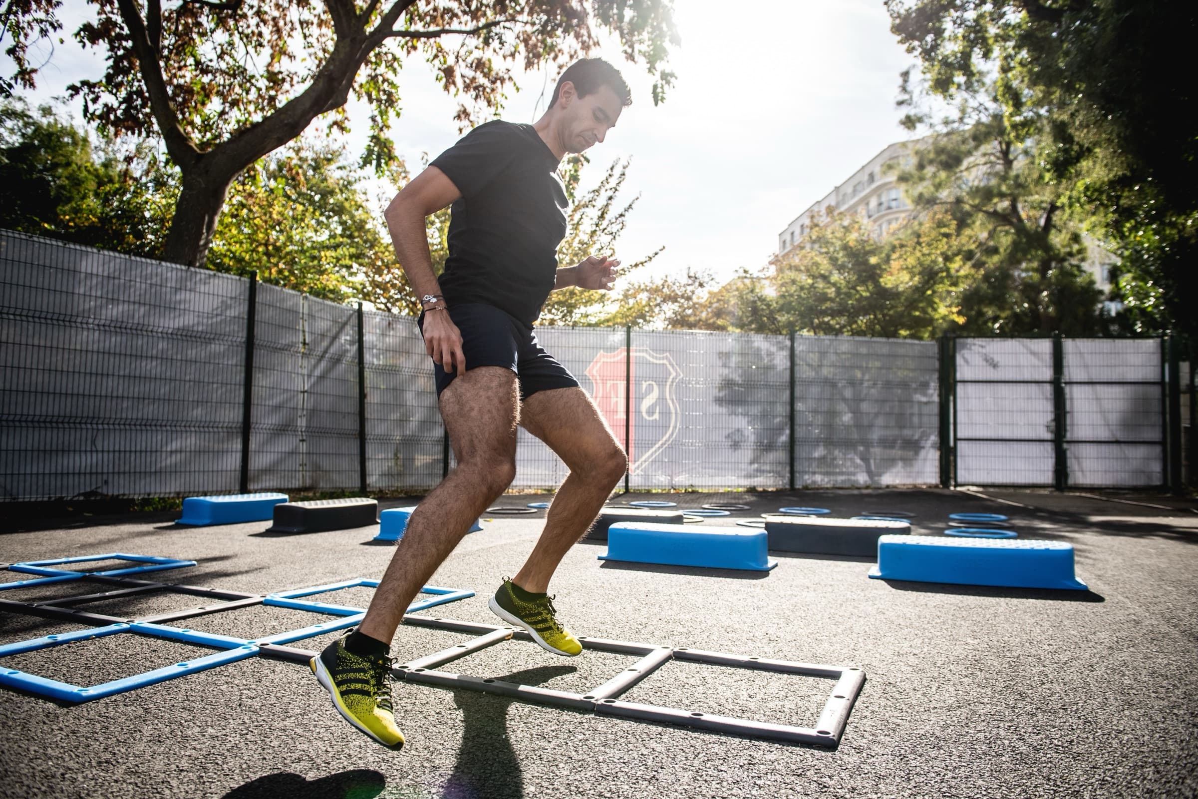 A member training outdoors between sessions